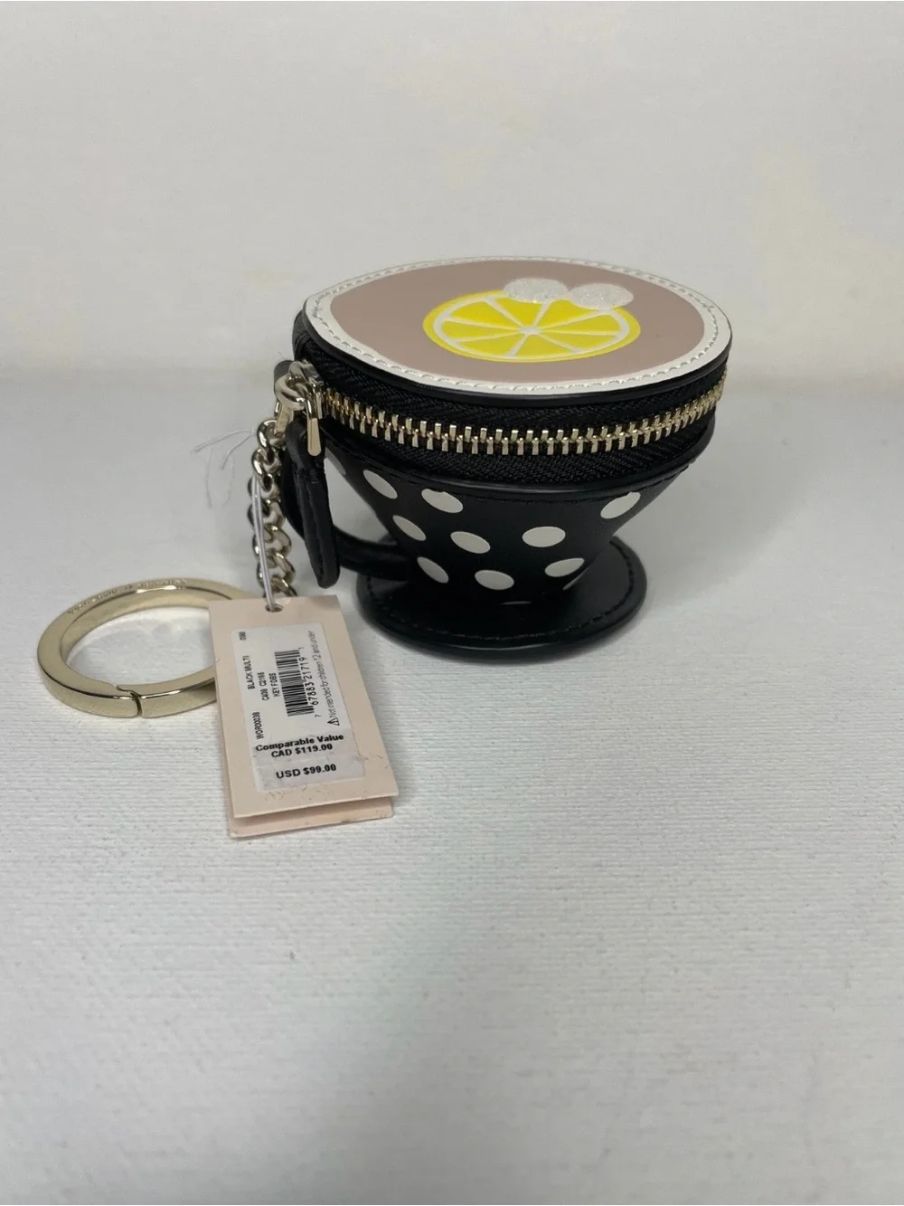 Kate spade Alice teacup coin purse keychain & dustbag NWT